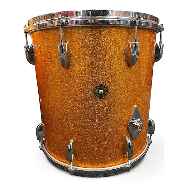 Used Gretsch Drums 3 Piece Round Badge Bop Orange Sparkle Drum Kit