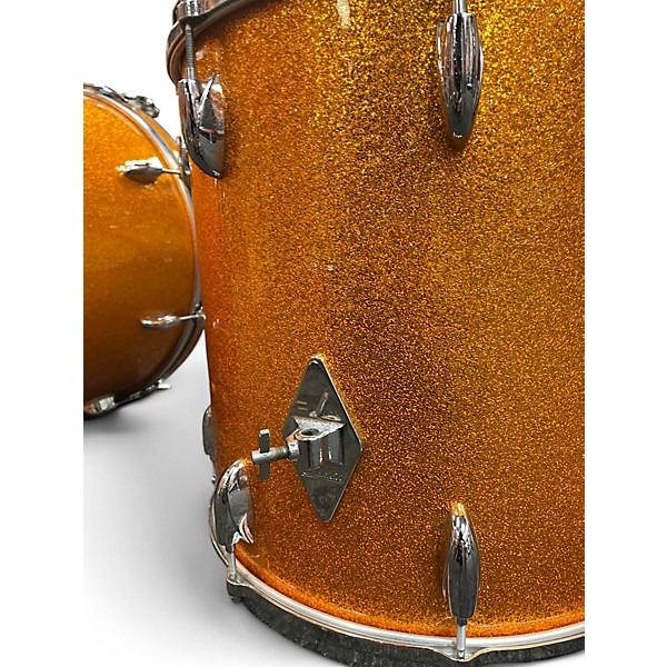 Used Gretsch Drums 3 Piece Round Badge Bop Orange Sparkle Drum Kit
