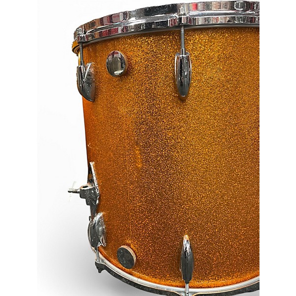 Used Gretsch Drums 3 Piece Round Badge Bop Orange Sparkle Drum Kit