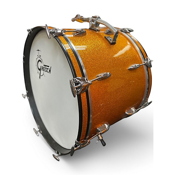 Used Gretsch Drums 3 Piece Round Badge Bop Orange Sparkle Drum Kit