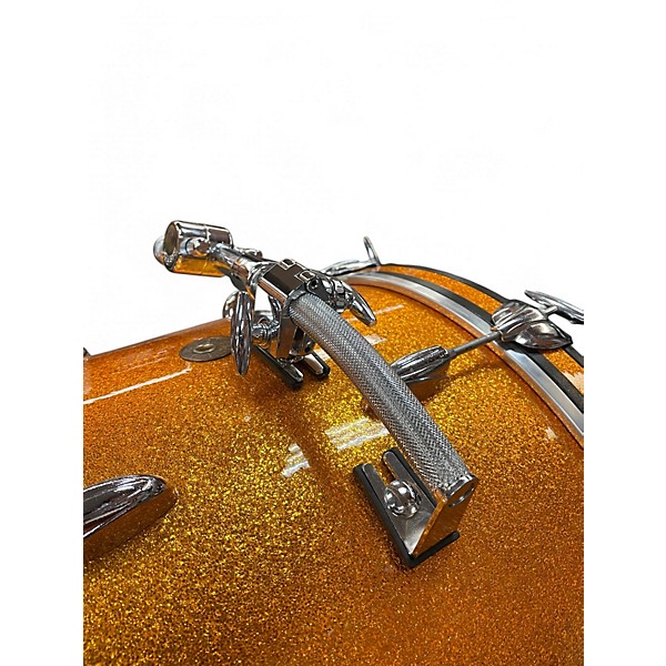 Used Gretsch Drums 3 Piece Round Badge Bop Orange Sparkle Drum Kit