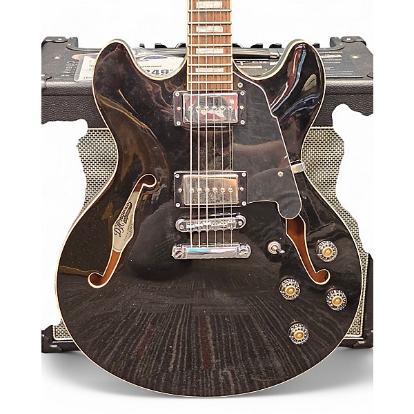 Used D'Angelico Premier Series DAPDCSBKCSCB Black Hollow Body Electric Guitar