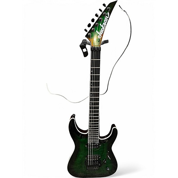 Used Jackson Pro Plus Series Dinky DKAQ  Emerald Green Solid Body Electric Guitar