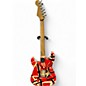 Used EVH Striped Series Frankie Red with Black and White Stripes Solid Body Electric Guitar