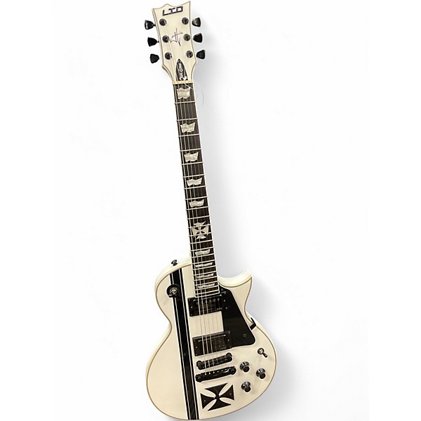 Used ESP LTD James Hetfield Signature Iron Cross Snow White Solid Body Electric Guitar,Specials : American Fashion Style Bags On Sale