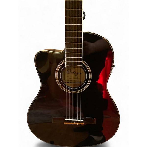 Used Ortega RCE145BKL Black Acoustic Guitar