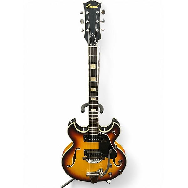 Vintage 1970s Conrad 40080 Sunburst Hollow Body Electric Guitar