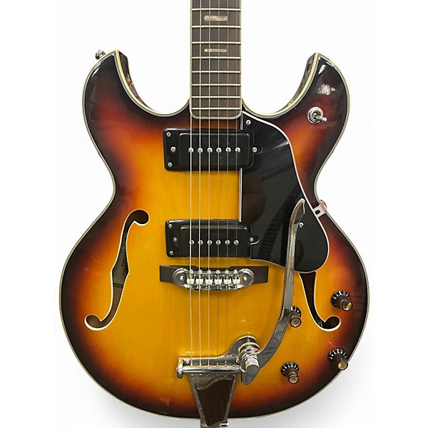 Vintage 1970s Conrad 40080 Sunburst Hollow Body Electric Guitar
