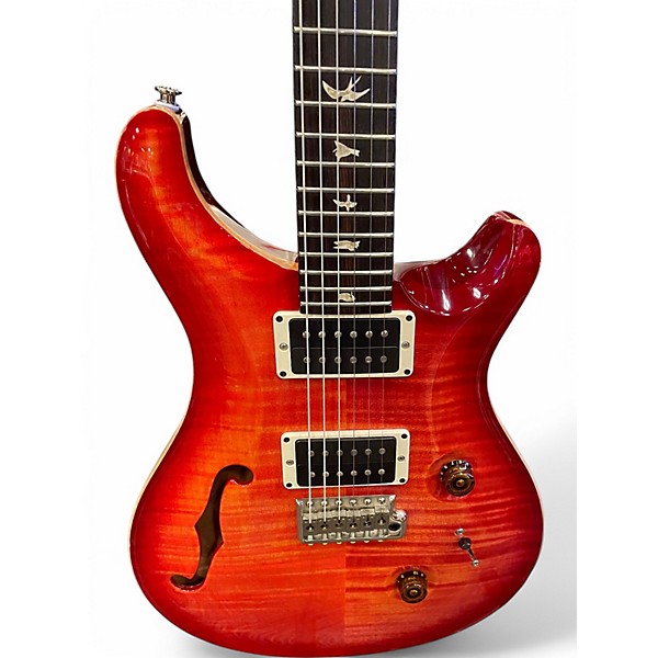 Used 2014 PRS Wood Library Custom 24 10 Top Blood Orange Solid Body Electric Guitar