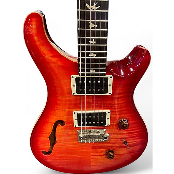 Used 2014 PRS Wood Library Custom 24 10 Top Blood Orange Solid Body Electric Guitar