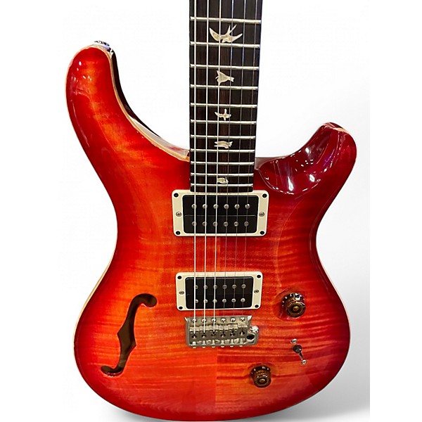 Used 2014 PRS Wood Library Custom 24 10 Top Blood Orange Solid Body Electric Guitar