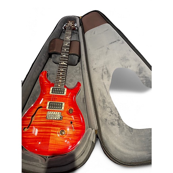 Used 2014 PRS Wood Library Custom 24 10 Top Blood Orange Solid Body Electric Guitar