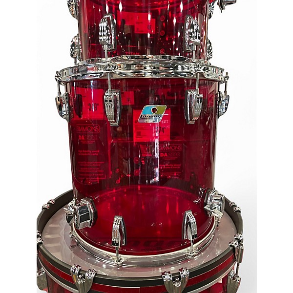 Used Ludwig 3 Piece Vistalite 50th Anniversary Fab Acrylic Red Drum Kit
