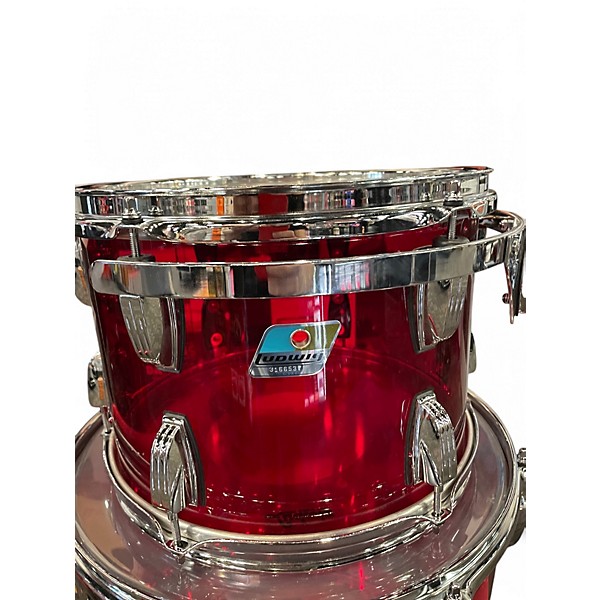 Used Ludwig 3 Piece Vistalite 50th Anniversary Fab Acrylic Red Drum Kit