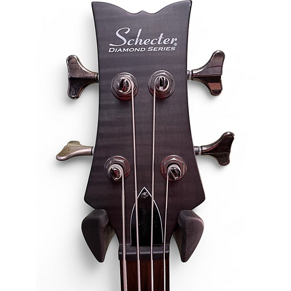 Used Schecter Guitar Research stiletto studio 4 see thru black satin Electric Bass Guitar