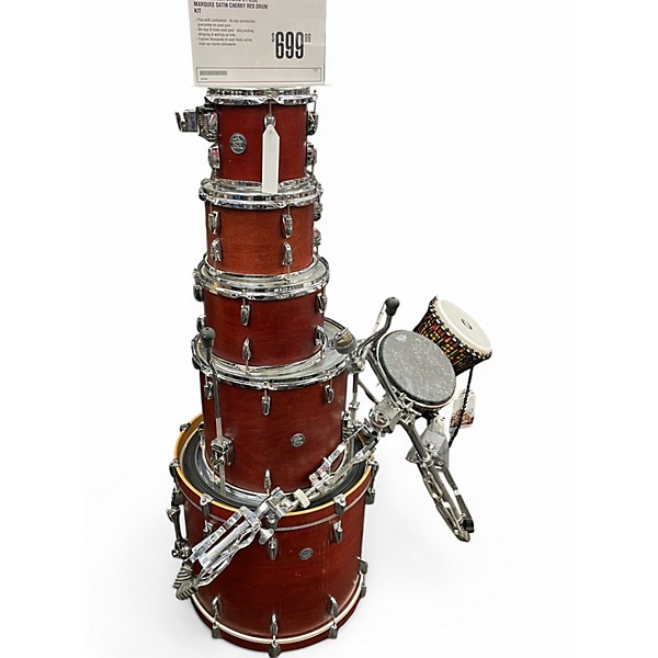 Used Gretsch Drums 5 Piece Marquee Satin Cherry Red Drum Kit