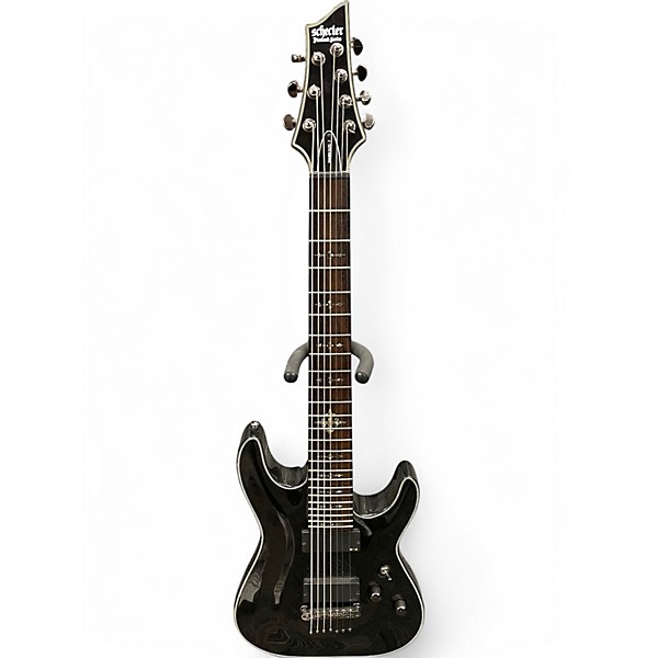 Used Schecter Guitar Research Damien Elite 7 black Sparkle Solid Body Electric Guitar