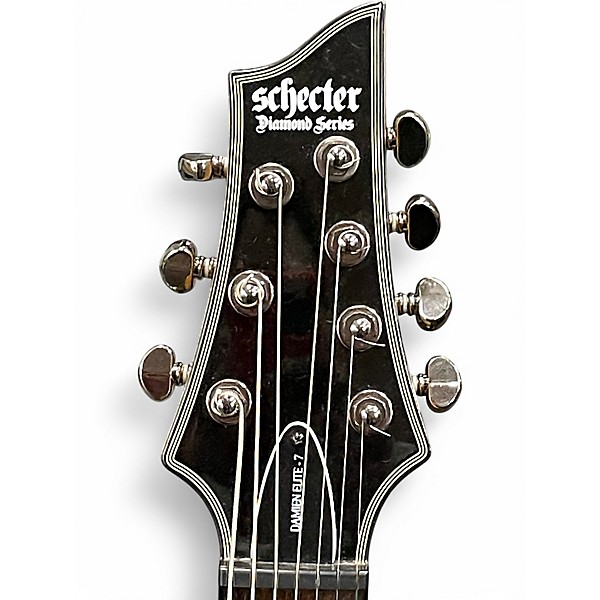 Used Schecter Guitar Research Damien Elite 7 black Sparkle Solid Body Electric Guitar