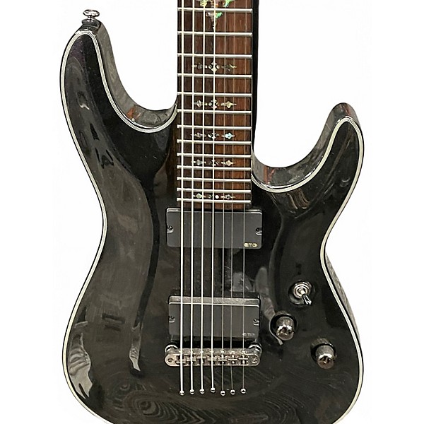Used Schecter Guitar Research Damien Elite 7 black Sparkle Solid Body Electric Guitar