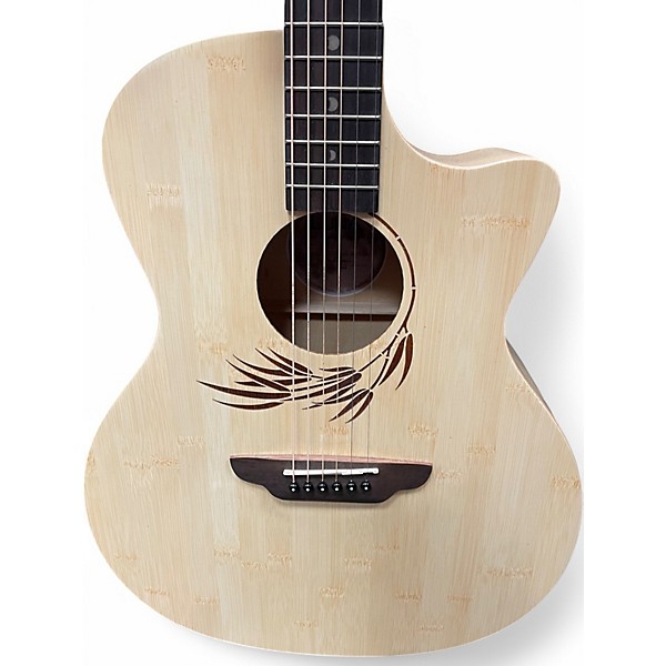 Used Luna WOODLAND BAMBOO GRAND CONCERT Natural Acoustic Electric Guitar