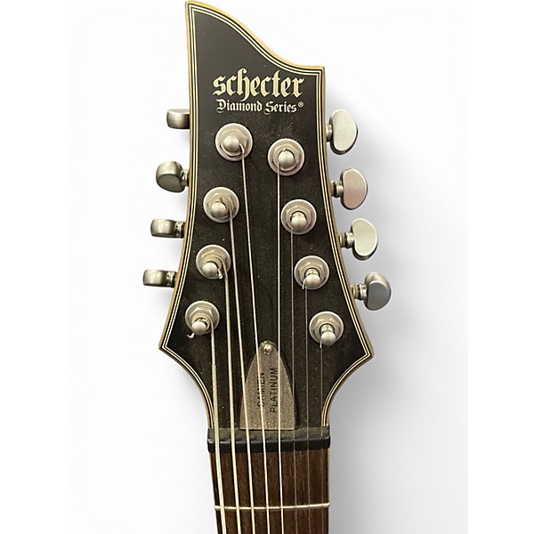 Used Schecter Guitar Research Damien Platinum 8 Satin Black Solid Body Electric Guitar