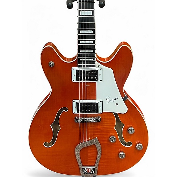 Used Hagstrom SUPER VIKING Orange Hollow Body Electric Guitar