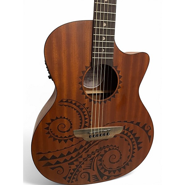 Used Luna Gypsy Tattoo Mahogany Satin Natural Acoustic Electric Guitar