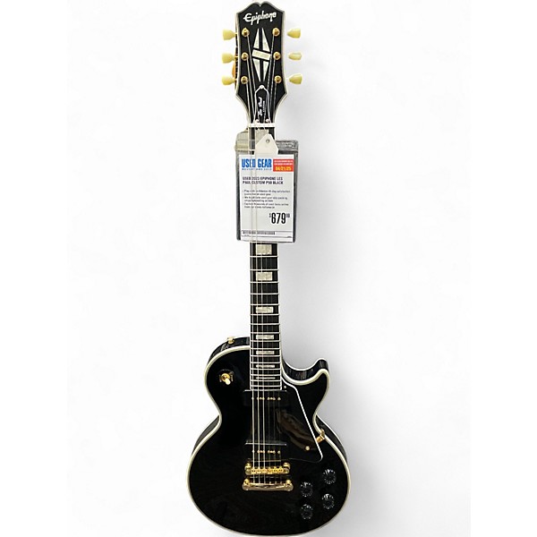 Used 2023 Epiphone Les Paul Custom P90 Black Solid Body Electric Guitar