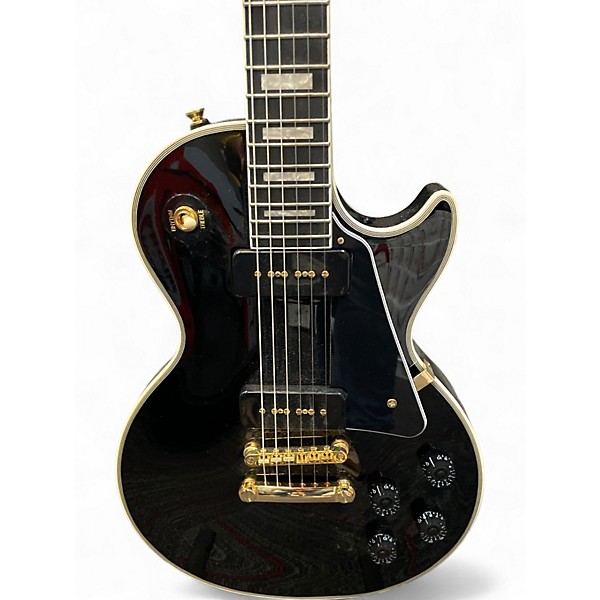 Used 2023 Epiphone Les Paul Custom P90 Black Solid Body Electric Guitar