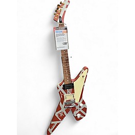 Used EVH Striped Series Shark Red with Black and White Stripes Solid Body Electric Guitar