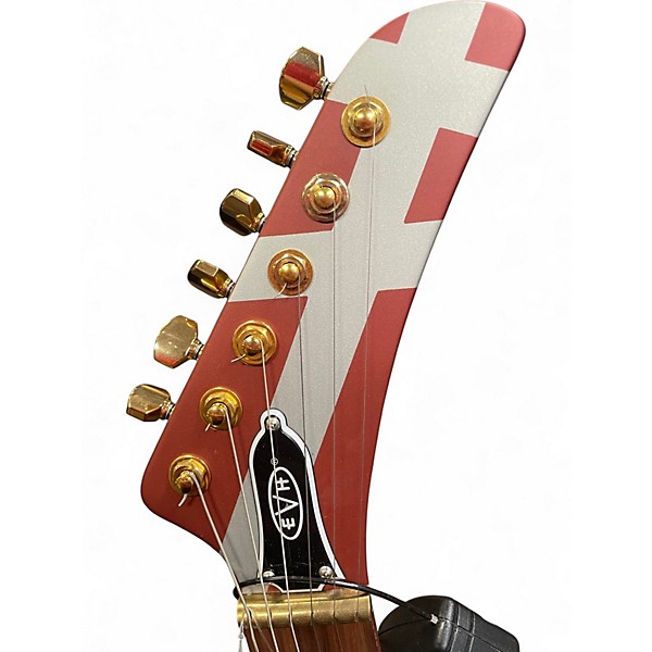 Used EVH Striped Series Shark Red with Black and White Stripes Solid Body Electric Guitar