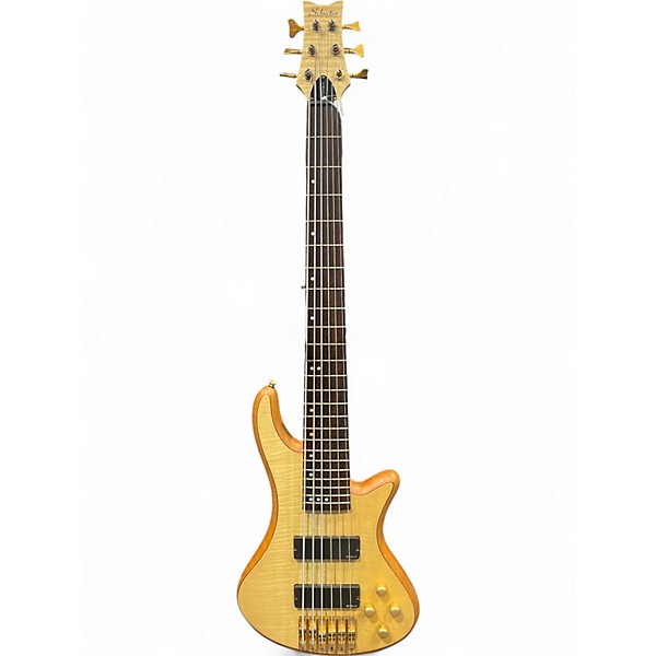 Used Schecter Guitar Research Stiletto Custom 6 String Natural Electric Bass Guitar