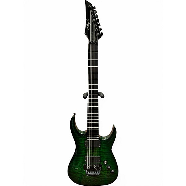 Used Agile Septor 727 Quilted Tribal Green Solid Body Electric Guitar