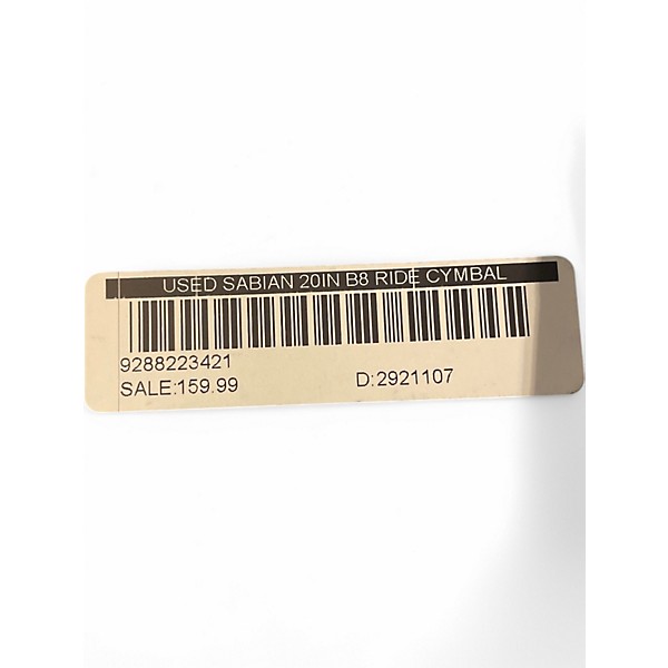 Used SABIAN 20in B8 Ride Cymbal