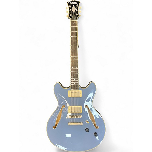 Used D'Angelico Excel Mini DC Tour Tailpiece Slate Blue Hollow Body Electric Guitar