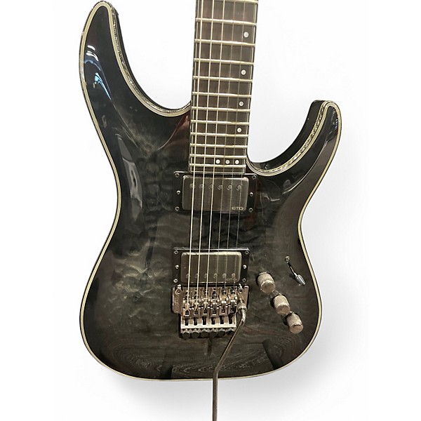 Used Schecter Guitar Research Hellraiser C1 Hybrid Trans Black Solid Body Electric Guitar