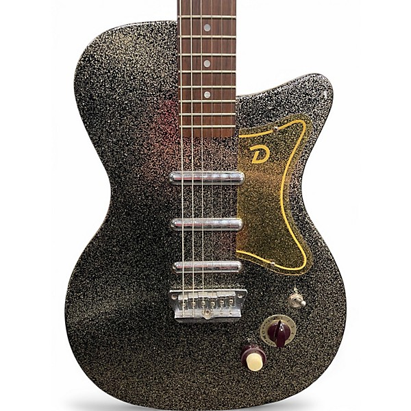 Used Danelectro 56 U-3 Black Sparkle Solid Body Electric Guitar