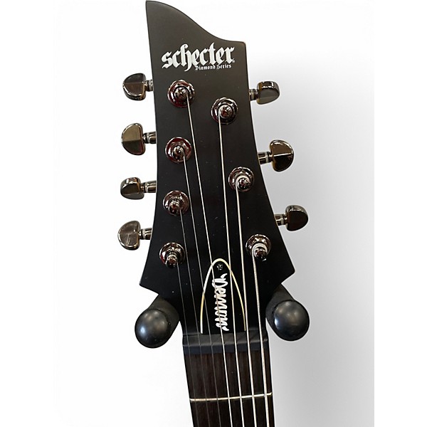 Used Schecter Guitar Research Demon 7 String LH Black Solid Body Electric Guitar