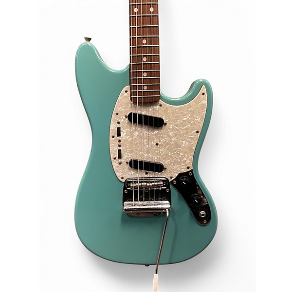 Used 2000s Fender 1966 Reissue Mustang Sonic Blue Solid Body Electric Guitar