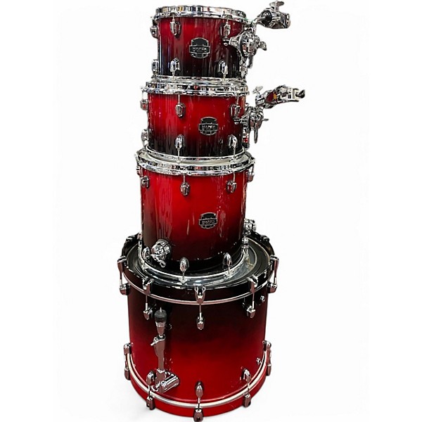 Used Mapex 4 Piece Saturn Fusion 4-Piece Shell Pack With 20" Bass Drum scarlet fade Drum Kit