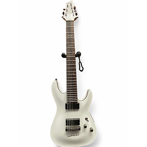 Used Schecter Guitar Research Demon 7 String Arctic White Solid Body Electric Guitar