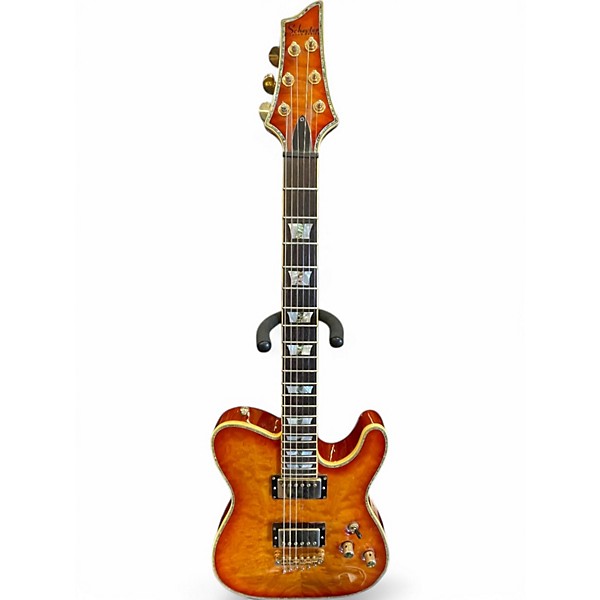 Used 2003 Schecter Guitar Research PT Custom Abalone Orange Burst Solid Body Electric Guitar