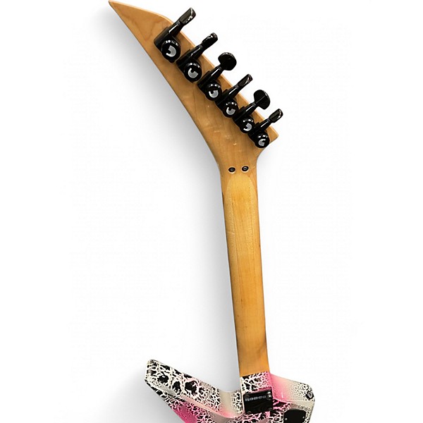 Used Roscoe Explorer Pink and White Crackle Solid Body Electric Guitar