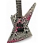 Used Roscoe Explorer Pink and White Crackle Solid Body Electric Guitar