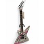Used Roscoe Explorer Pink and White Crackle Solid Body Electric Guitar