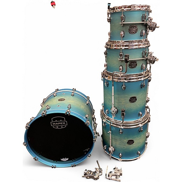 Used Mapex 5 Piece Saturn Evolution Hybrid Azure Burst Drum Kit