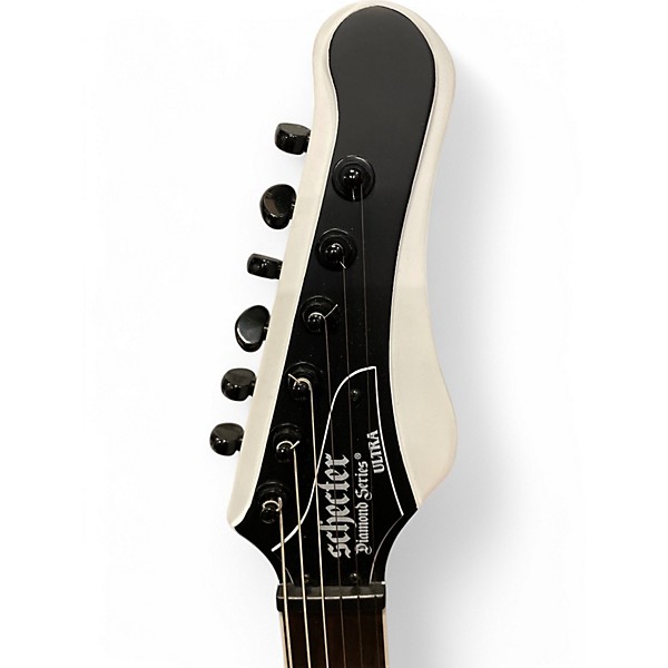 Used Schecter Guitar Research DIAMOND SERIES ULTRA WHITE AND BLACK Solid Body Electric Guitar