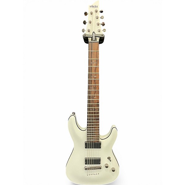 Used Schecter Guitar Research Demon 7 String white Solid Body Electric Guitar