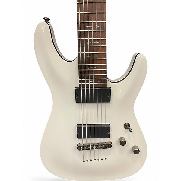 Used Schecter Guitar Research Demon 7 String white Solid Body Electric Guitar