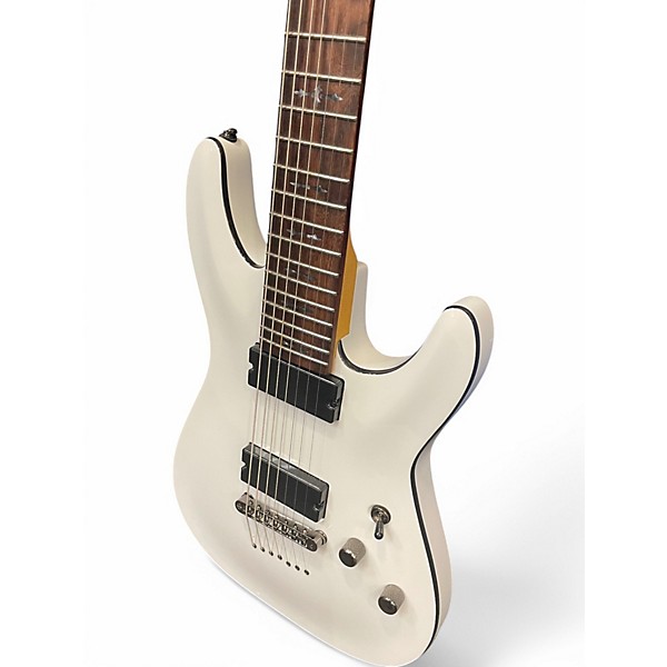 Used Schecter Guitar Research Demon 7 String white Solid Body Electric Guitar